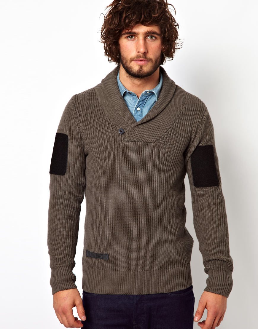 Lyst - G-Star Raw G Star Knit Sweater Hunt Shawl Collar in Gray for Men
