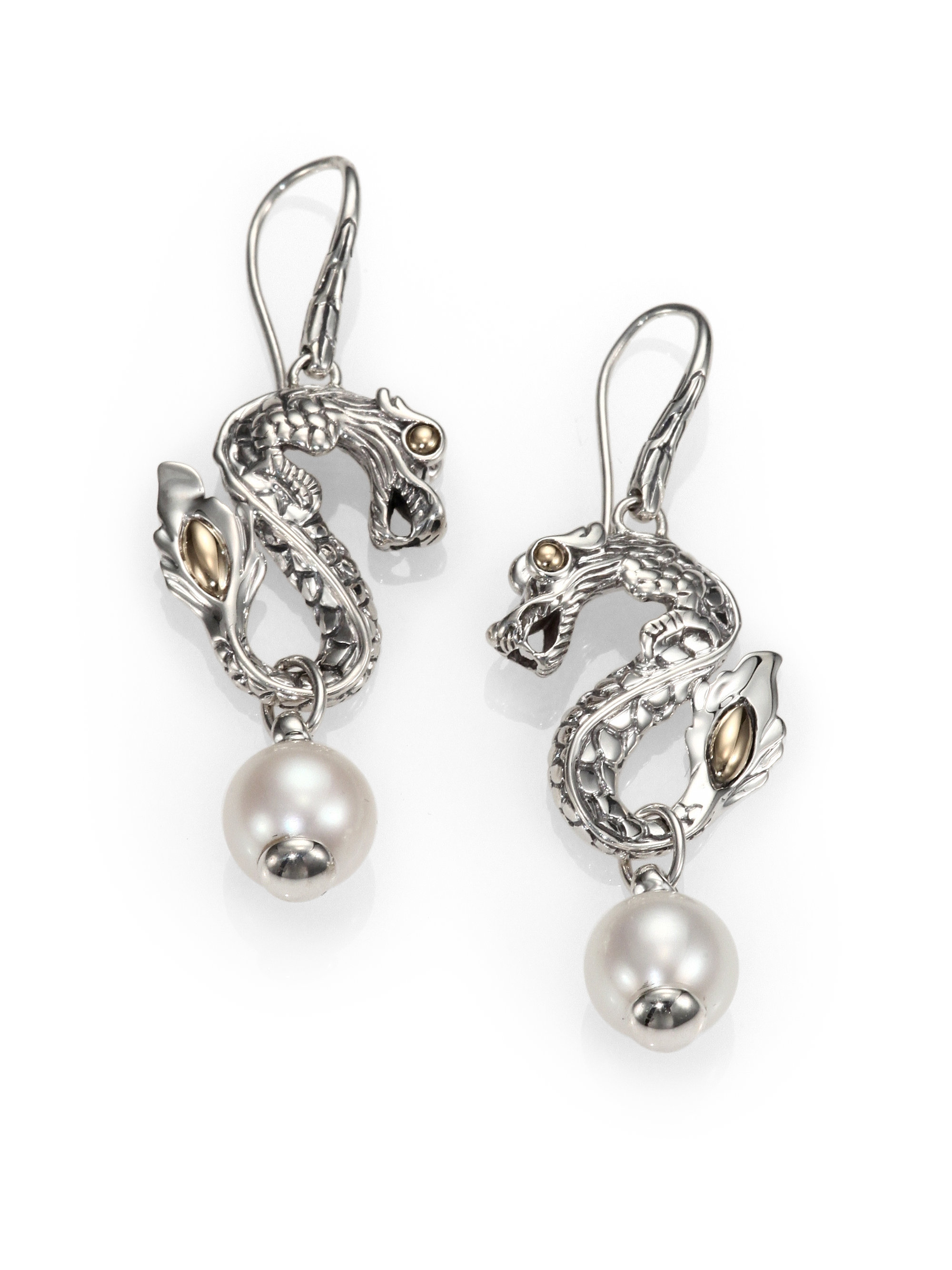 John Hardy Naga Freshwater White Pearl 18k Yellow Gold Sterling Gallery