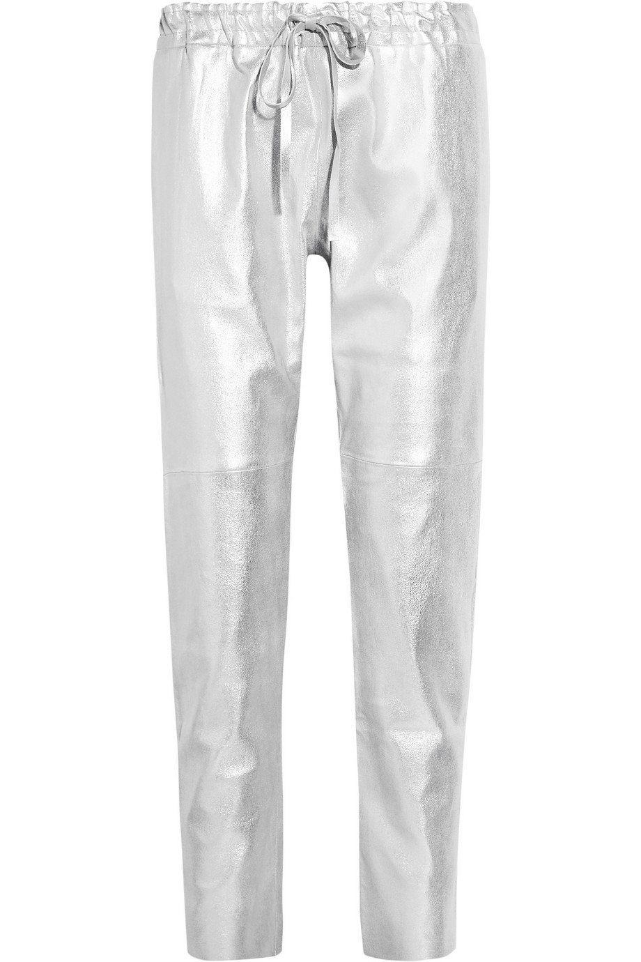 Les Chiffoniers Metallic Drawstring Leather Pants in Silver | Lyst