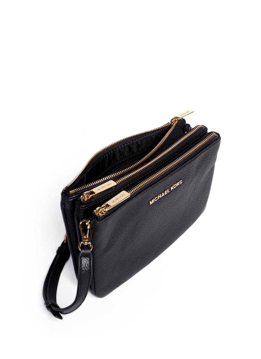 Michael Kors Bedford Gusset Leather Cross-body Bag in Black - Lyst