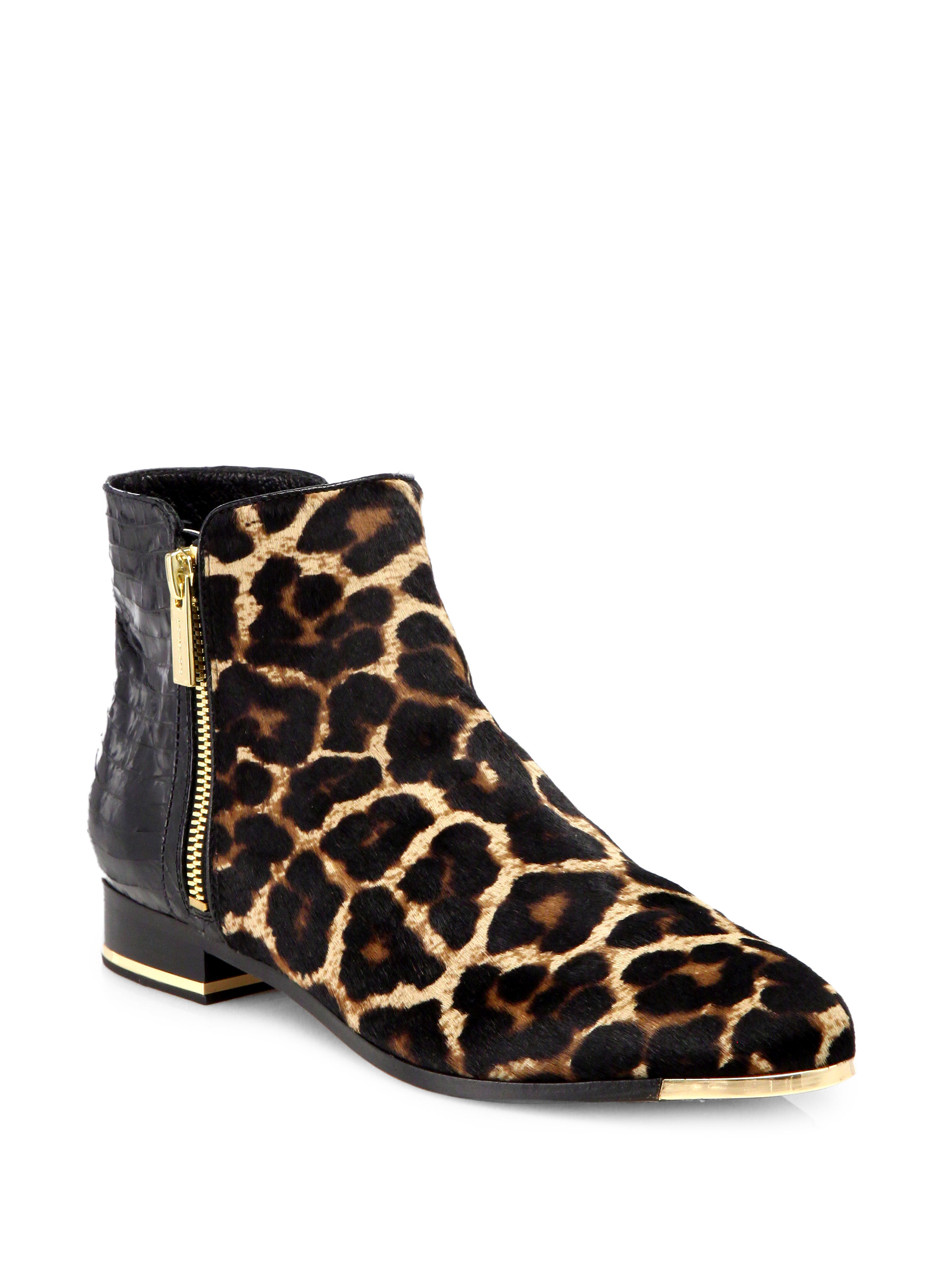 Lyst - Michael Kors Cindra Leopard-print Calf Hair Snake-skin Chelsea Boots