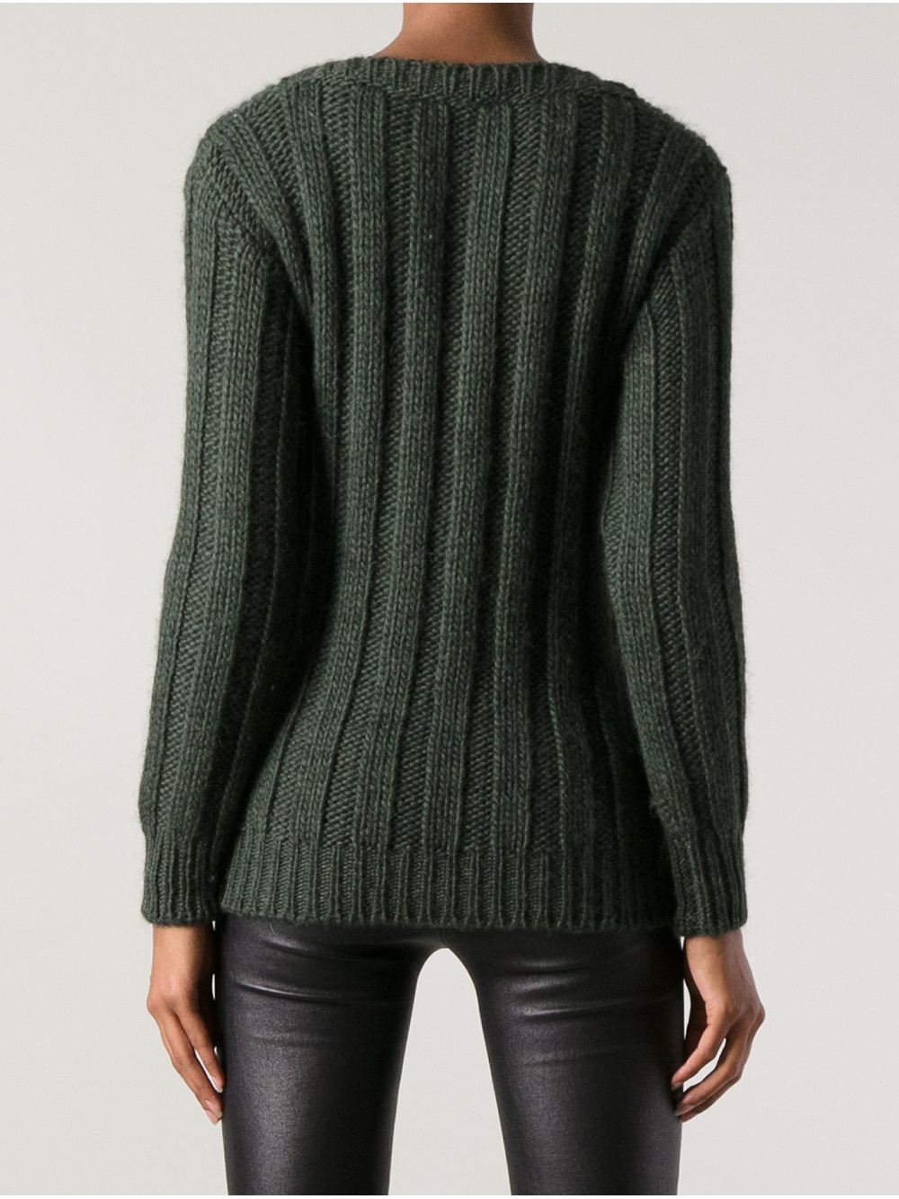 Lyst Moncler Grenoble Chunky Cable Knit Sweater in Green