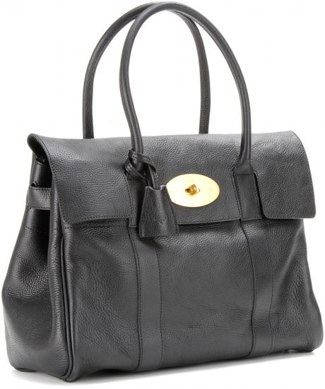 Mulberry Bayswater Leather Tote in Black (black brass) | Lyst