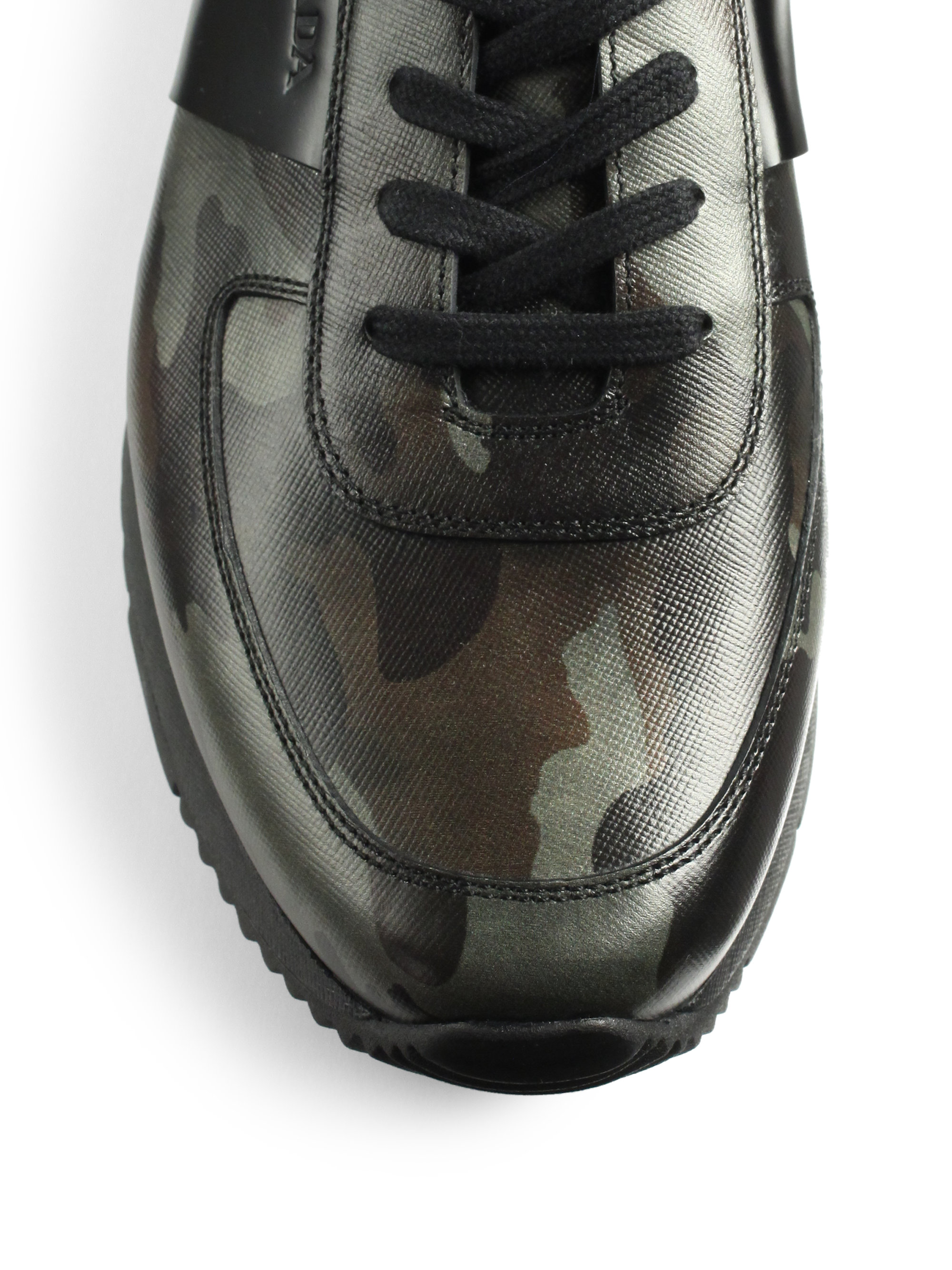 Prada Camouflage Print Running Sneakers in Black for Men | Lyst