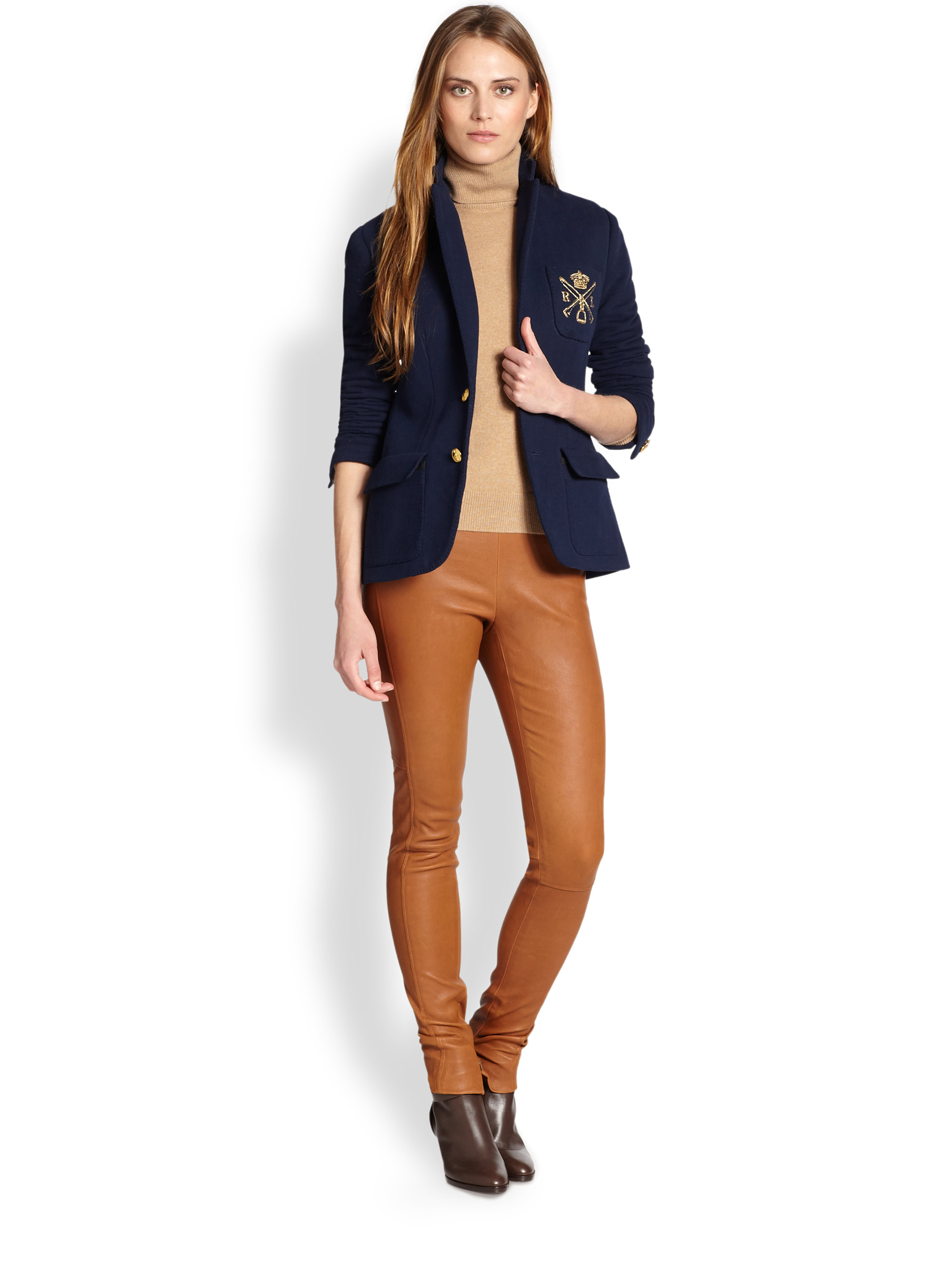 ralph lauren women's navy blue blazer