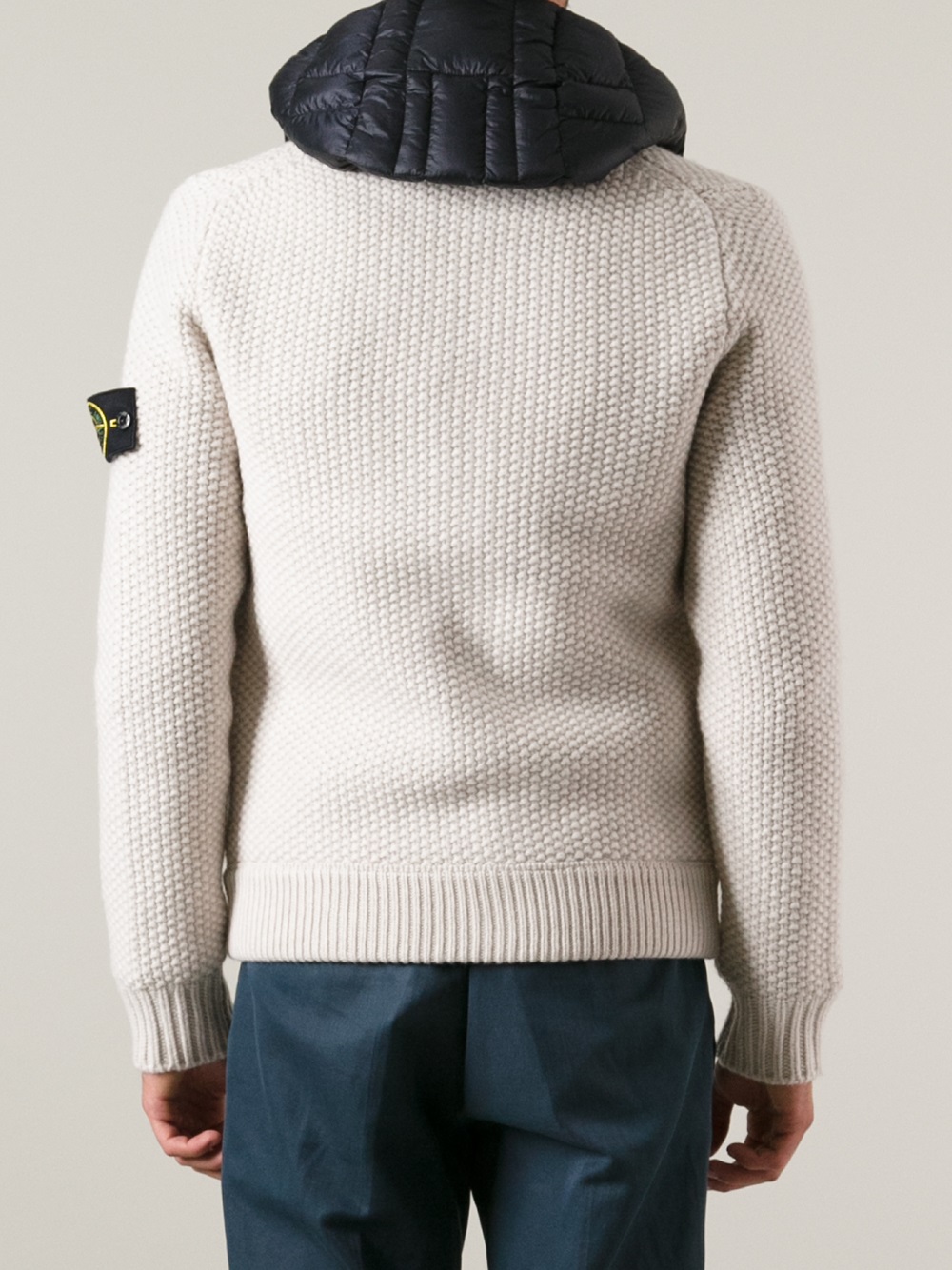 stone island white cardigan
