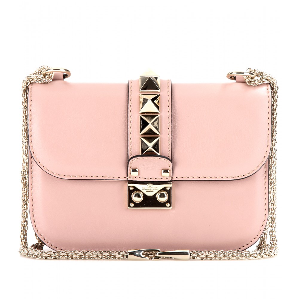 Lyst - Valentino Lock Small Leather Shoulder Bag in Pink