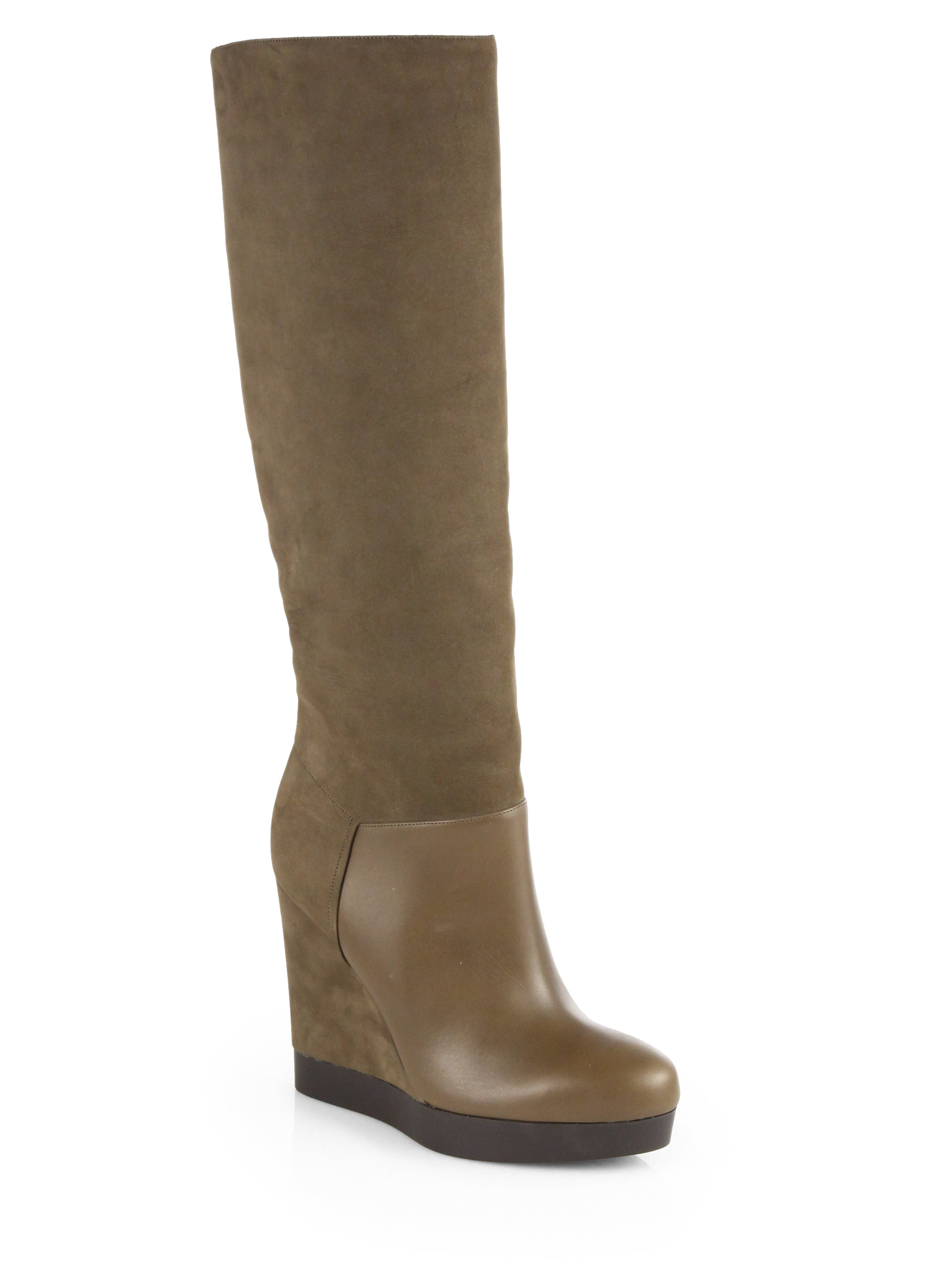 brown suede boots wedge heel