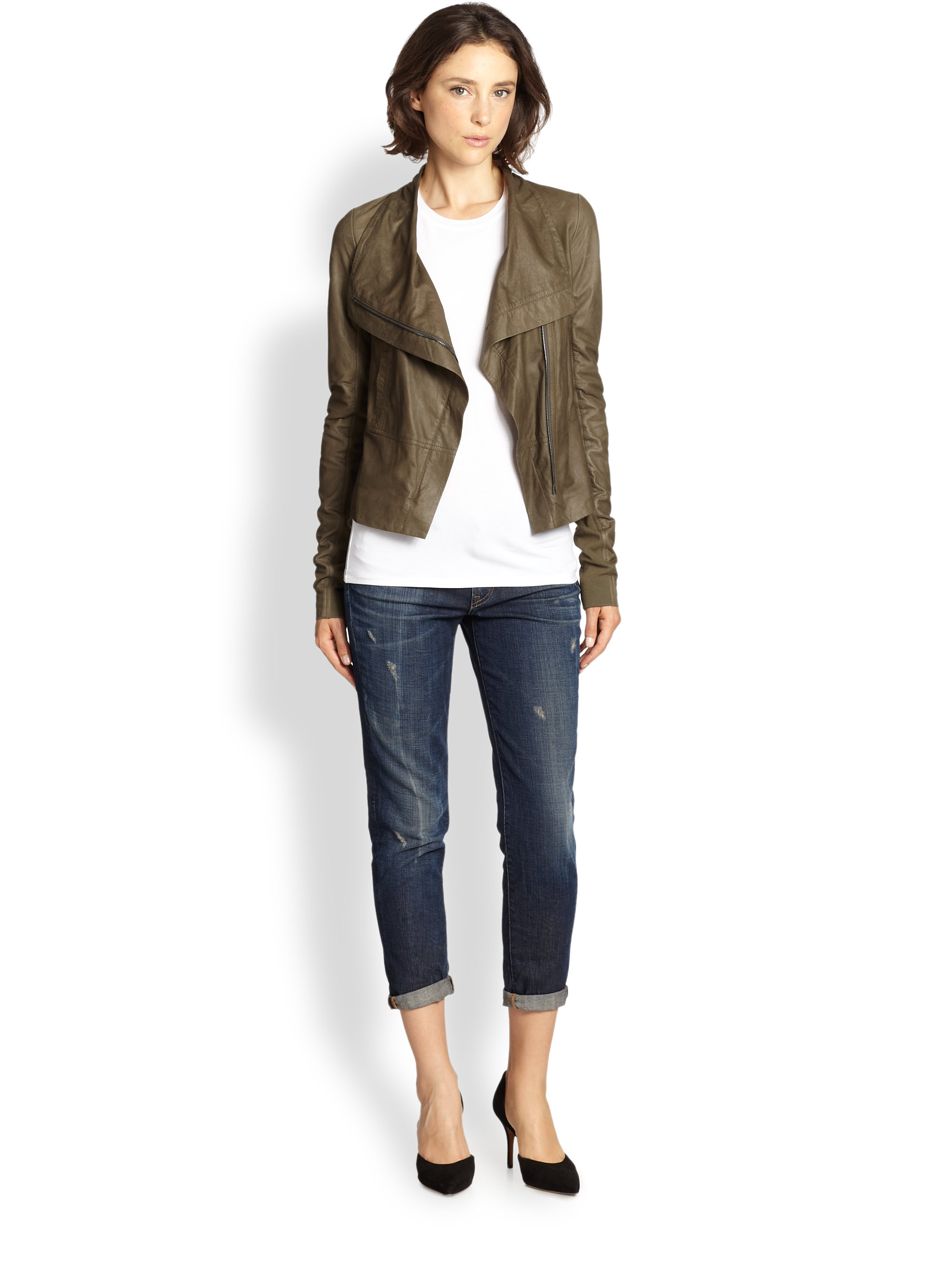 vince green leather jacket