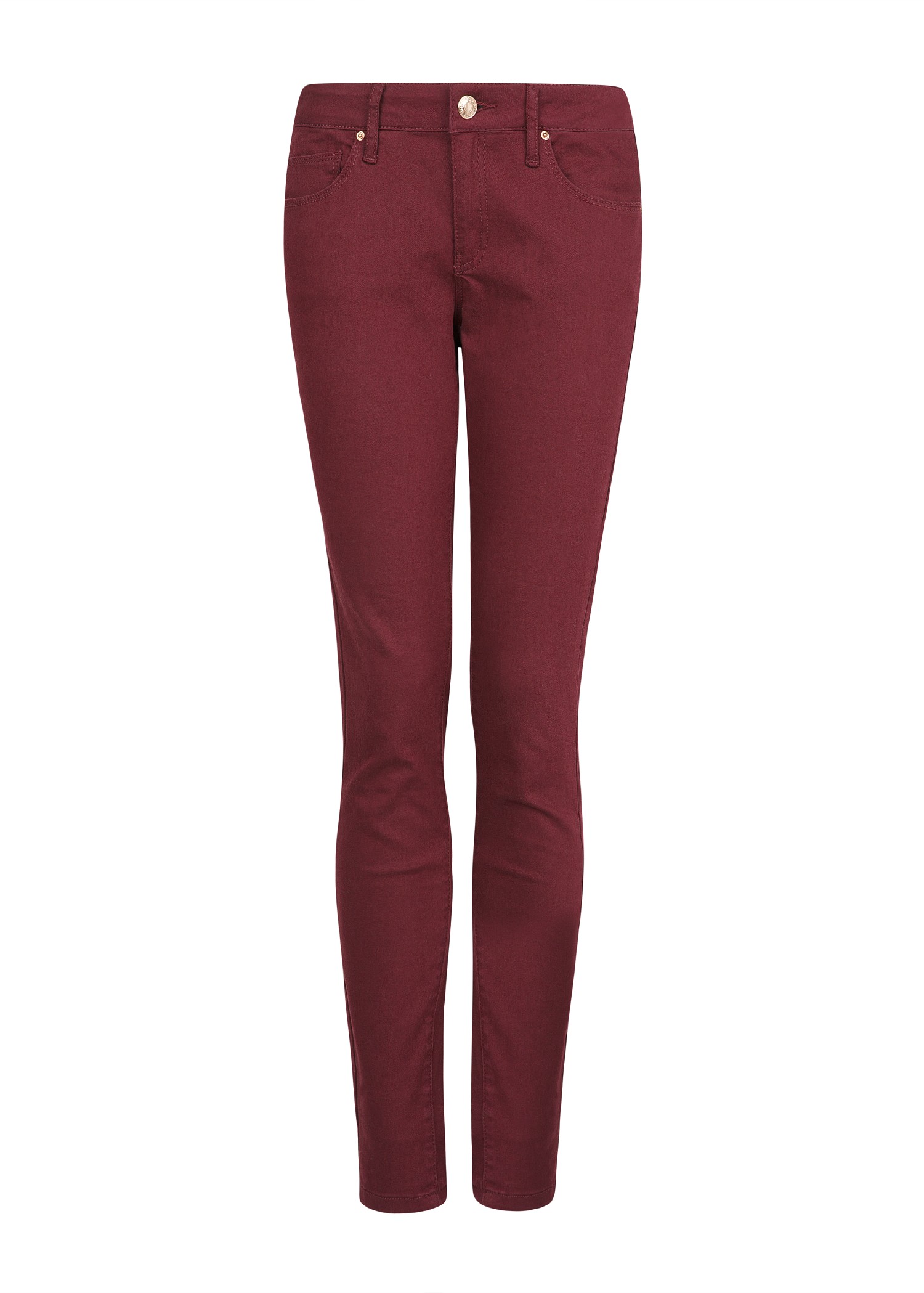 Mango Burgundy Coated Superslim Jeans in Red | Lyst