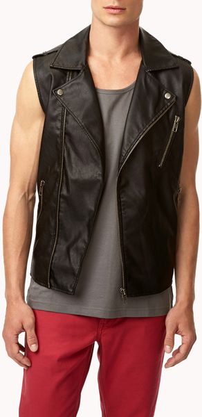 21men Faux Leather Moto Vest in Black for Men | Lyst