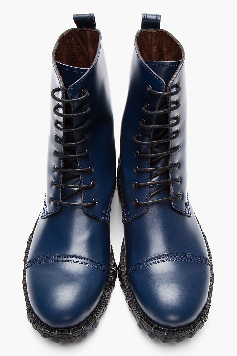 Navy Leather Mart Combat Boots 