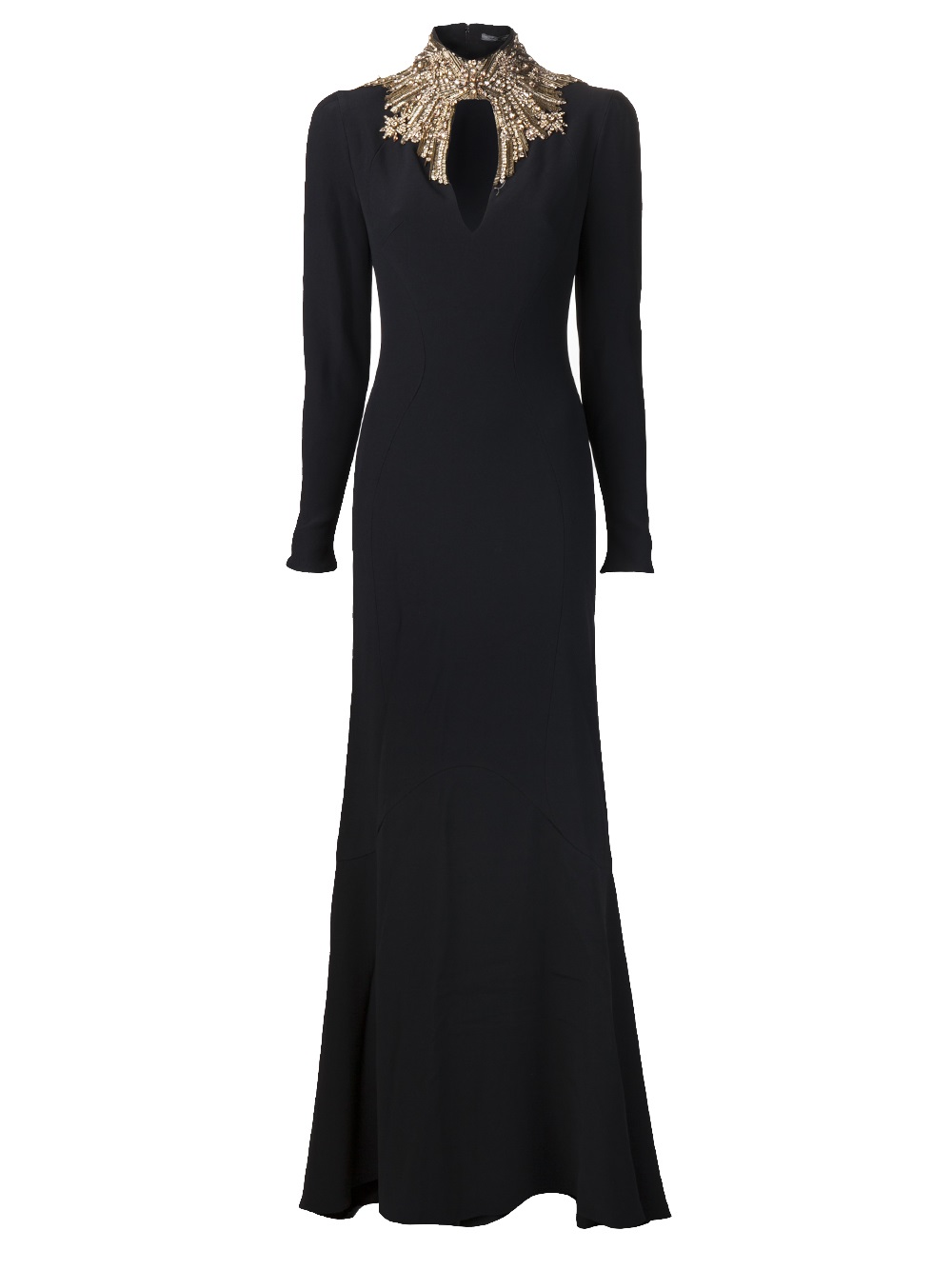 Lyst - Alexander Mcqueen Embellished High Neck Gown in Black
