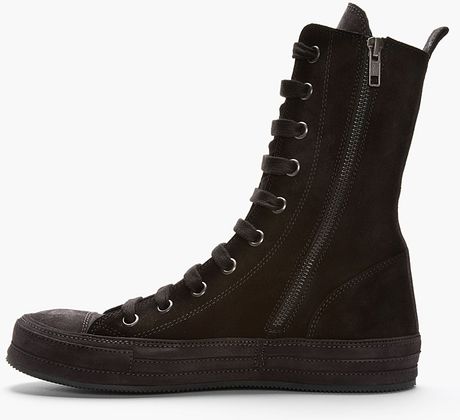 Ann Demeulemeester Black Suede Ultra High-top Sneakers in Black for Men ...