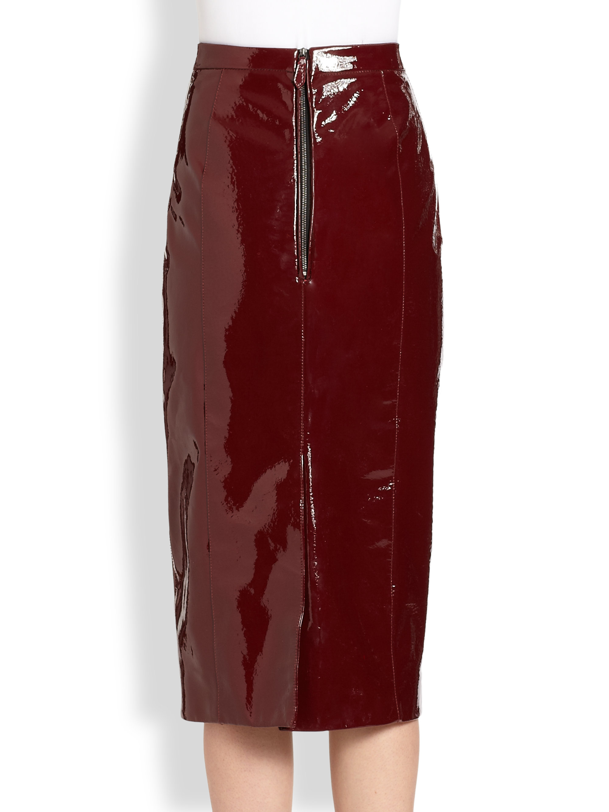 Burberry prorsum Patent Leather Skirt in Red | Lyst
