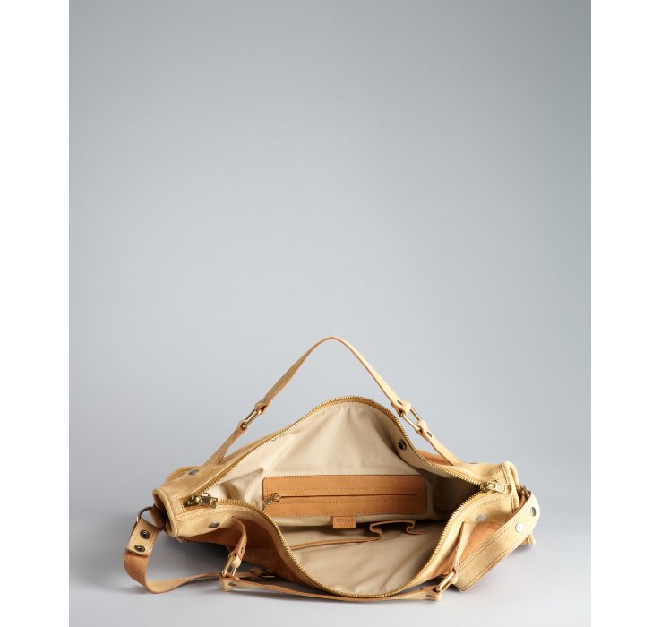Cline Tan Leather and Suede Large Convertible Top Handle Bag in ...