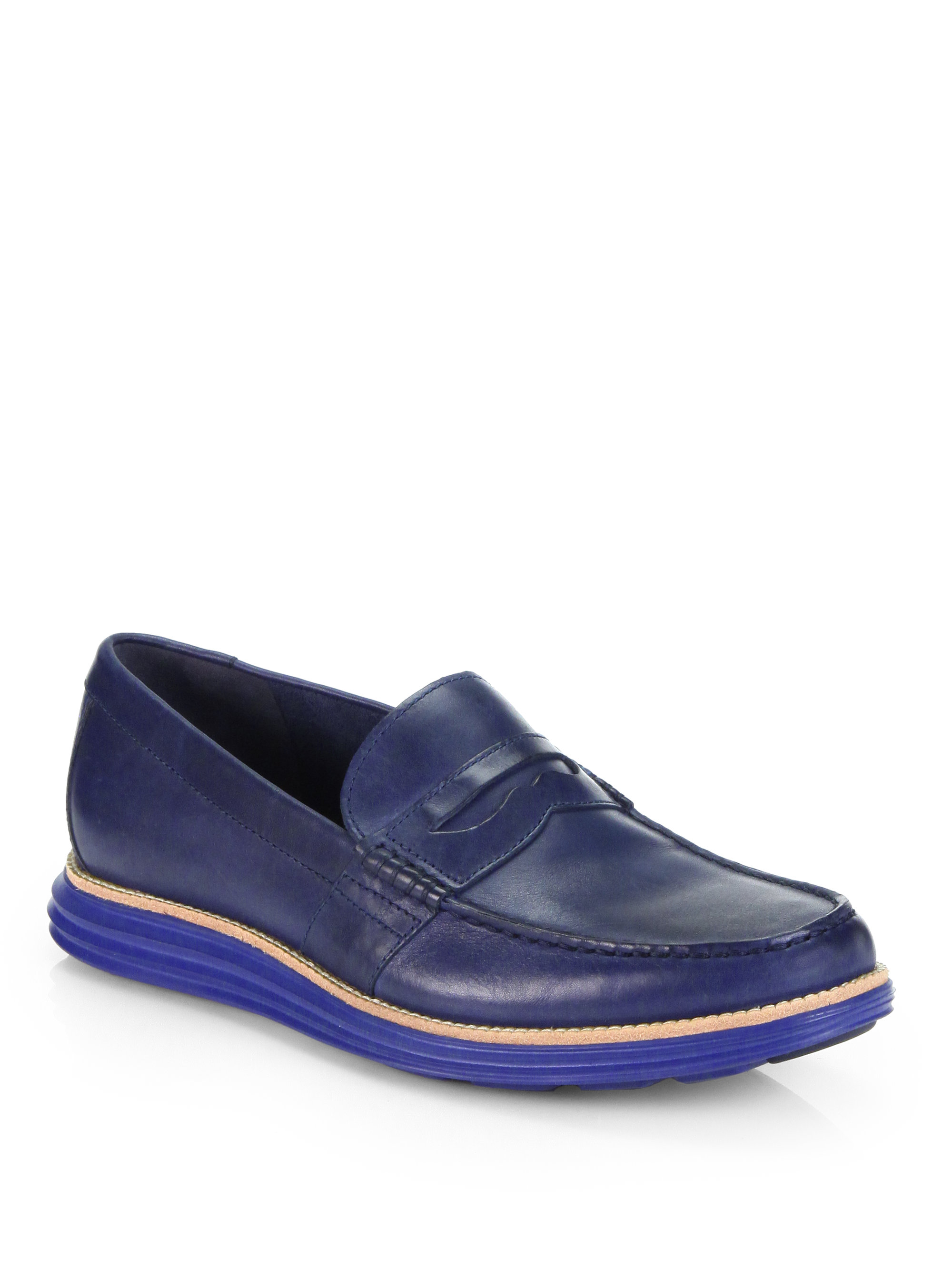 Cole Haan Lunar Grand Penny Loafers in Blue for Men - Lyst