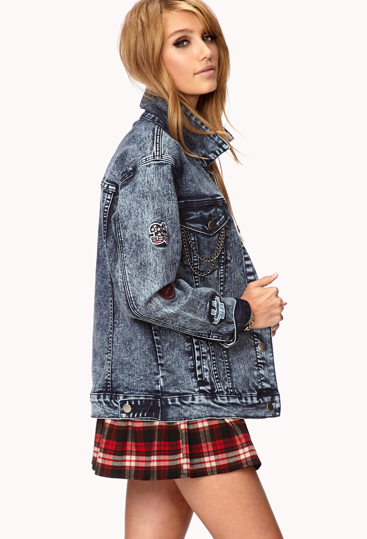 Forever 21 Grunge Acid Wash Denim Jacket in Denim Washed ...