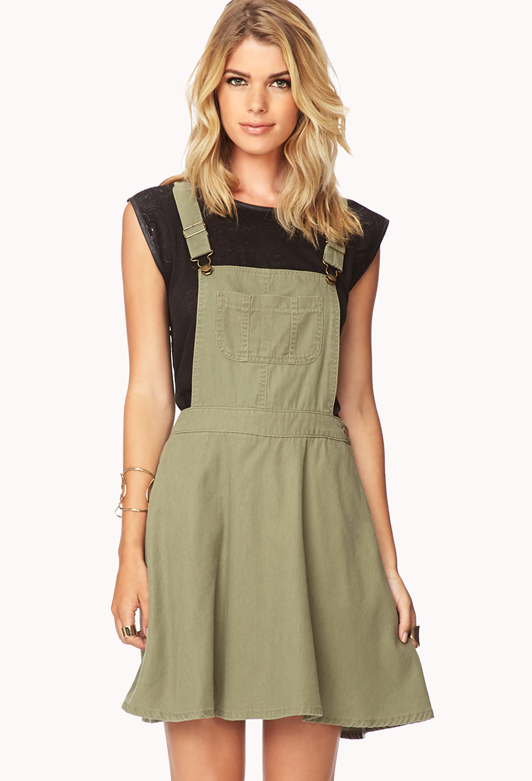 olive overall dress