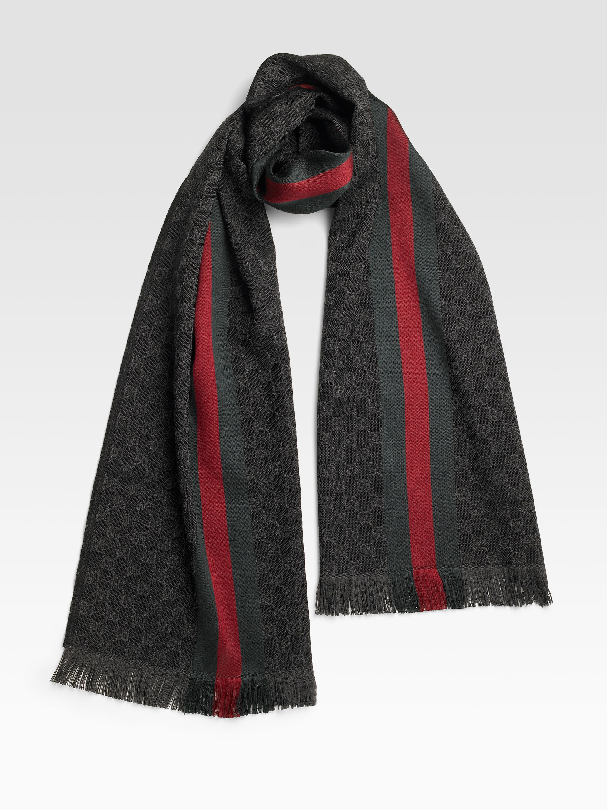 gucci scarf black green red
