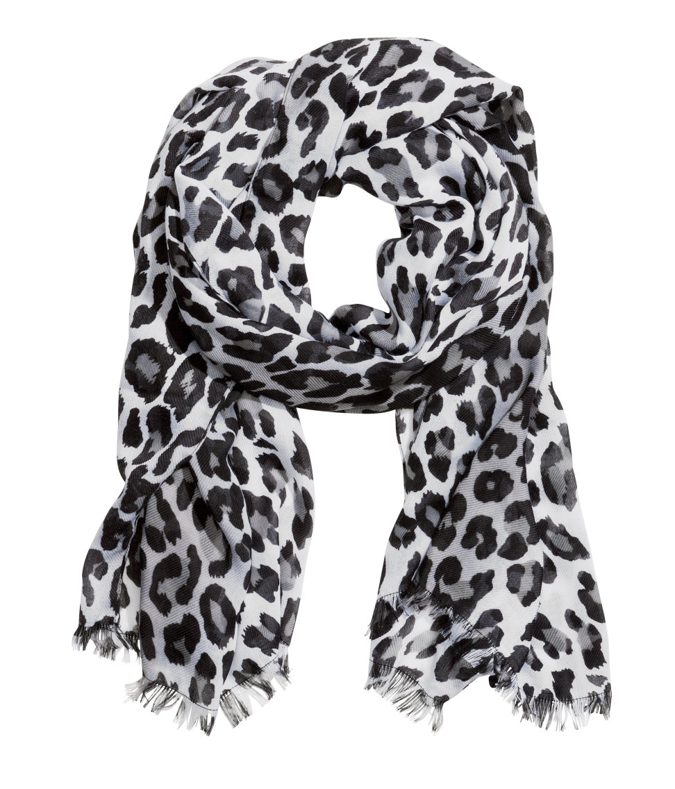 H&m Scarf in Black (Black/White leopard print) Lyst