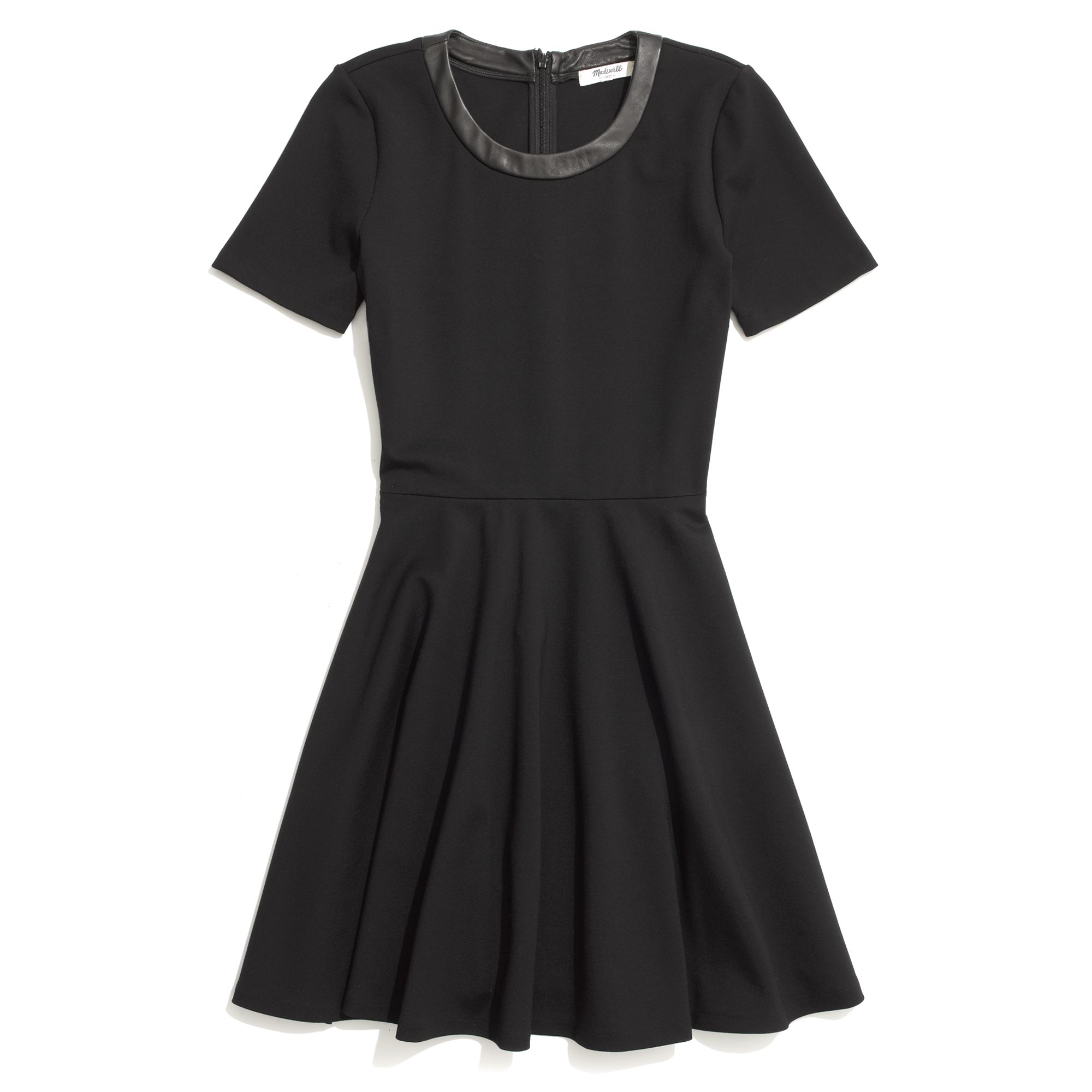 Madewell Leather Trim Dress in Black - Lyst