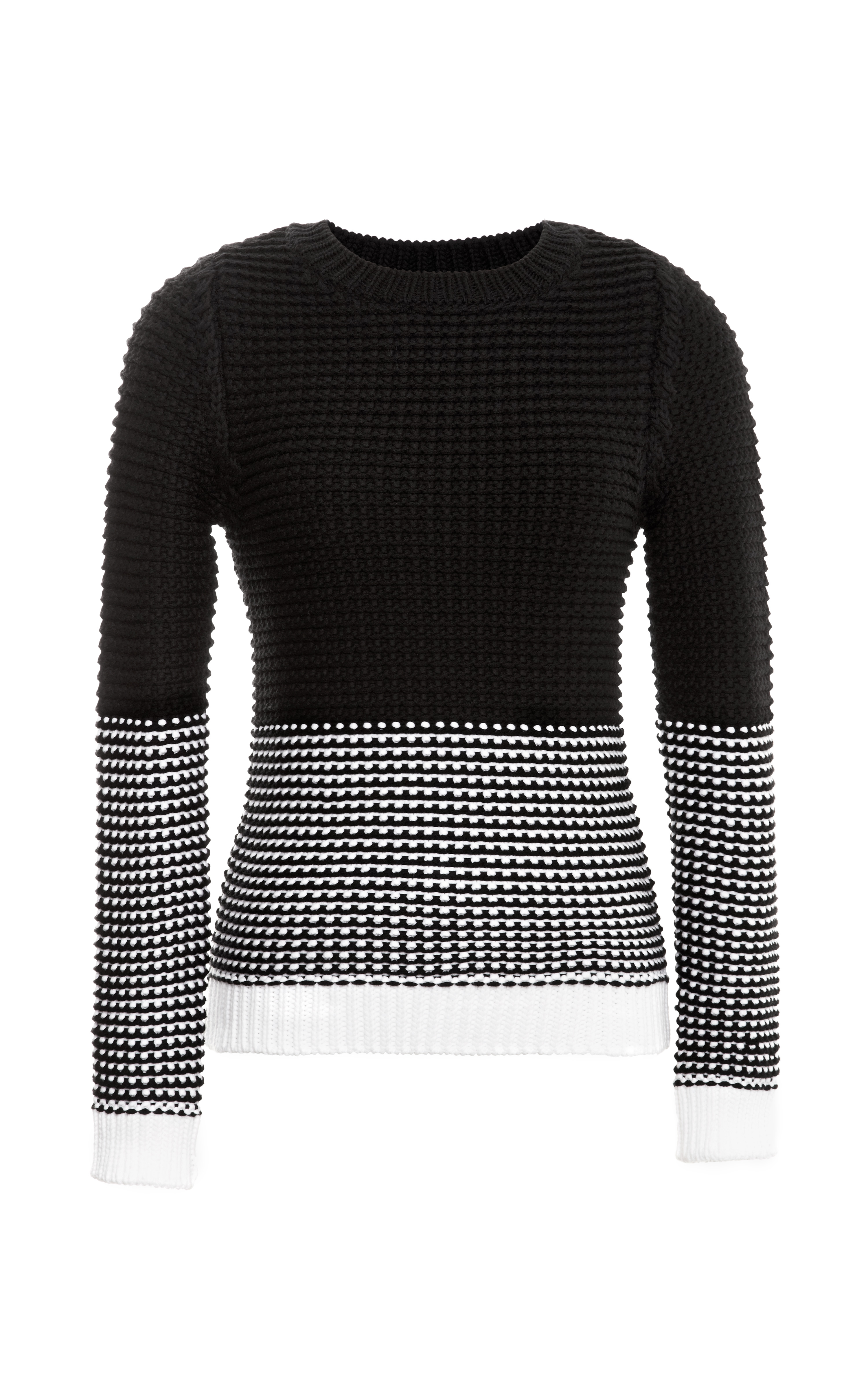 Narciso rodriguez Wool Blend Chunky Knit Crewneck Sweater in White | Lyst