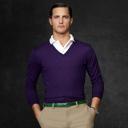 Ralph Lauren Purple Label Cashmere Vneck Sweater in Purple for Men | Lyst