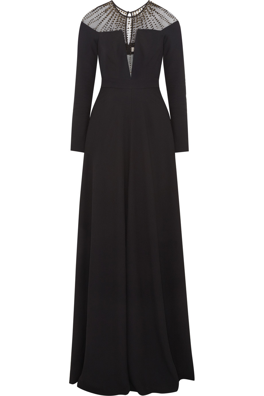 Temperley London Embellished Tulle-paneled Crepe Gown in Black - Lyst