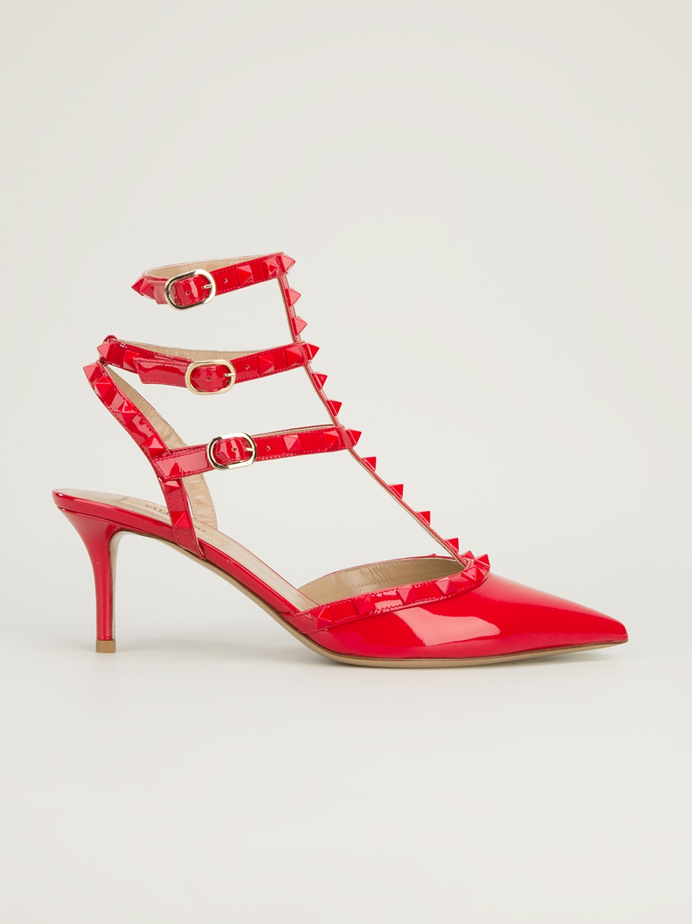 Lyst - Valentino Studded Mid Heel Sandal in Red