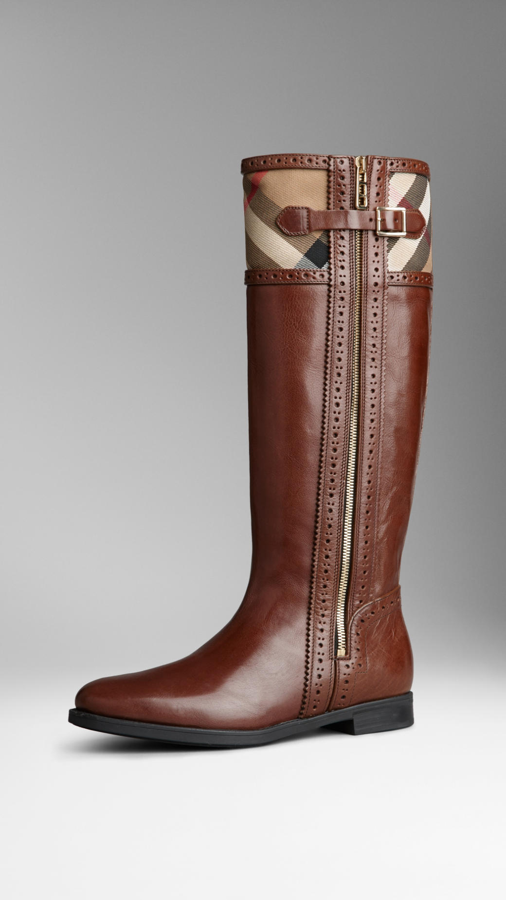 burberry house check leather bootie