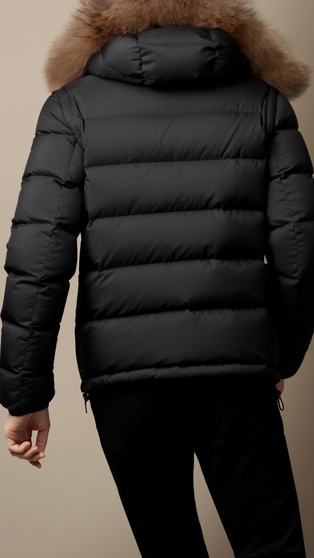 black fur puffer coat