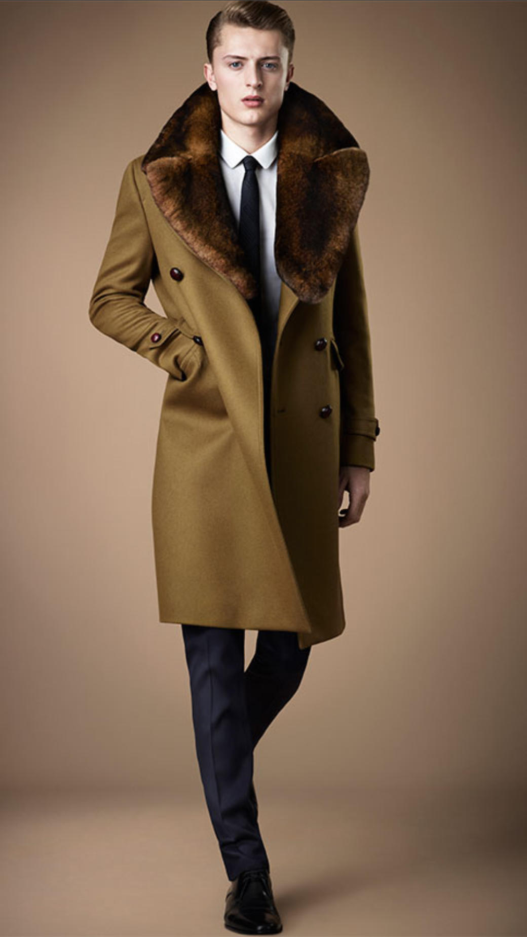 Burberry Rabbit-Fur and Wool Military Coat in Brown for Men | Lyst