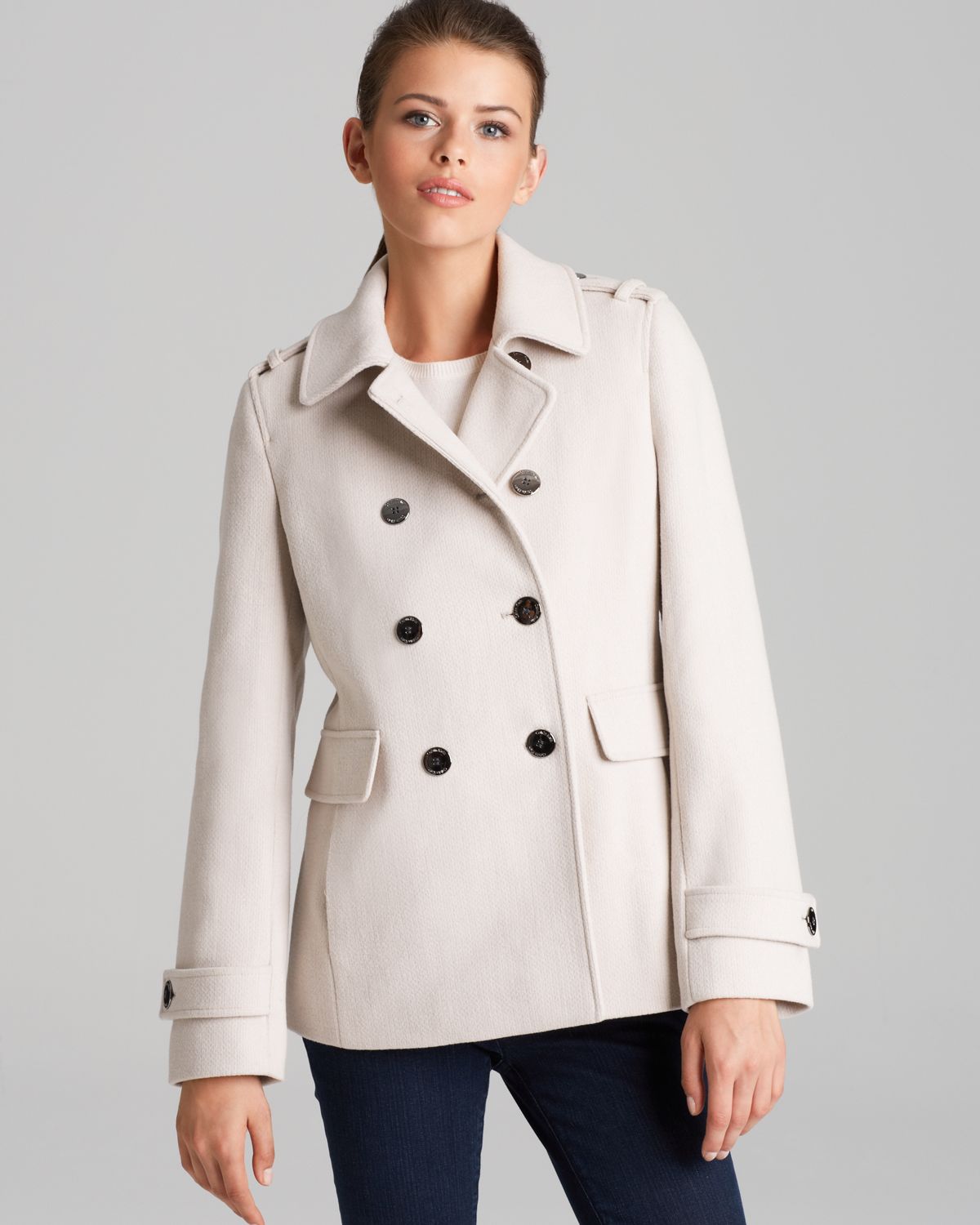 Calvin Klein Peacoat Double Breasted Military in White - Lyst
