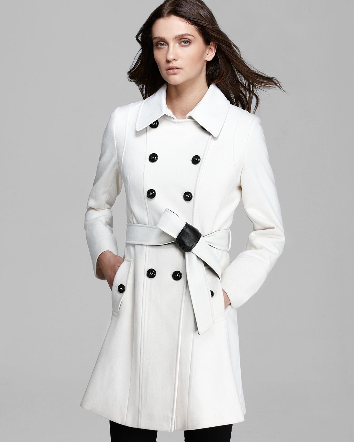 Lyst - Dkny Coat Double Breasted Trench with Pleather in White