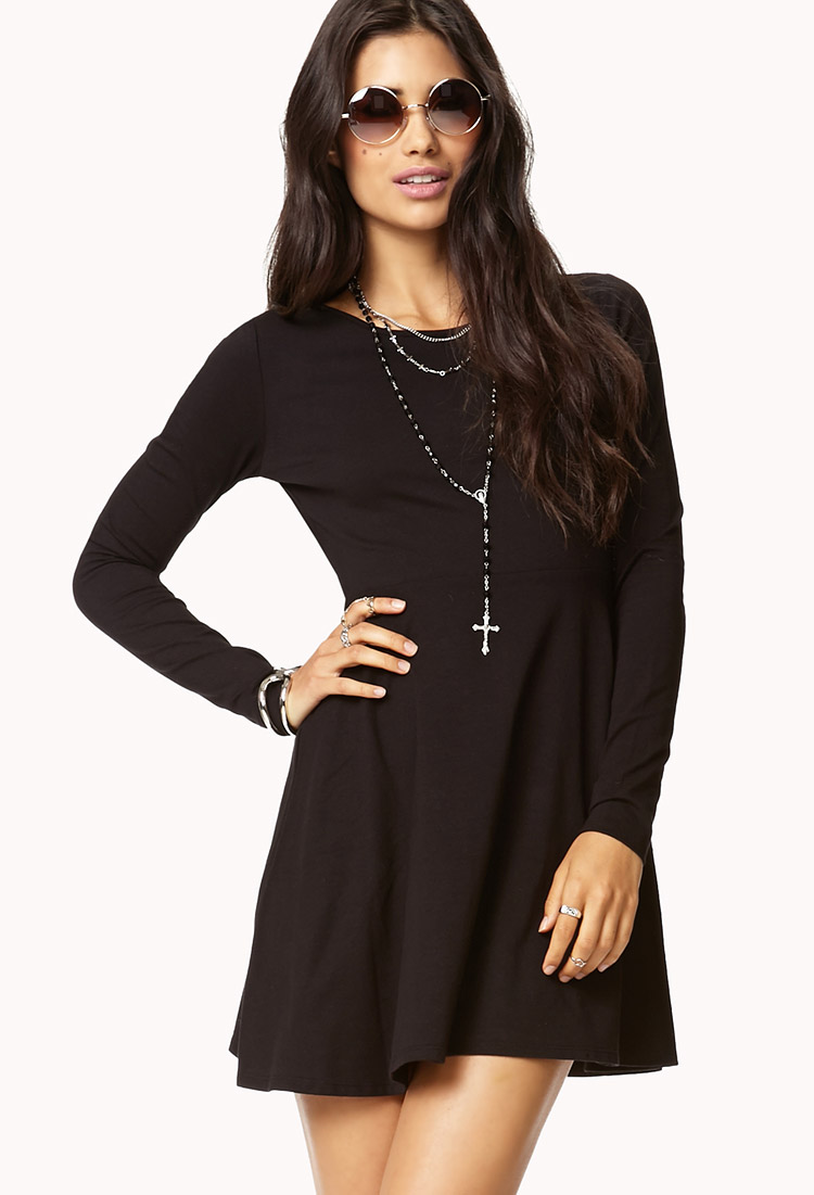 Lyst - Forever 21 Casual Fit & Flare Dress in Black