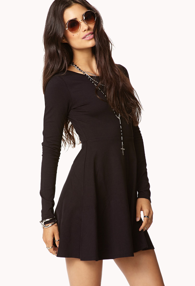 Lyst - Forever 21 Casual Fit & Flare Dress in Black