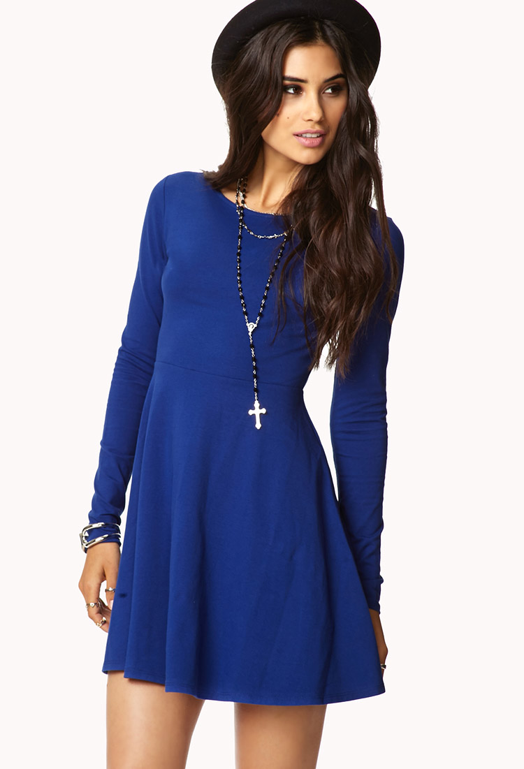 Lyst - Forever 21 Casual Fit & Flare Dress in Blue