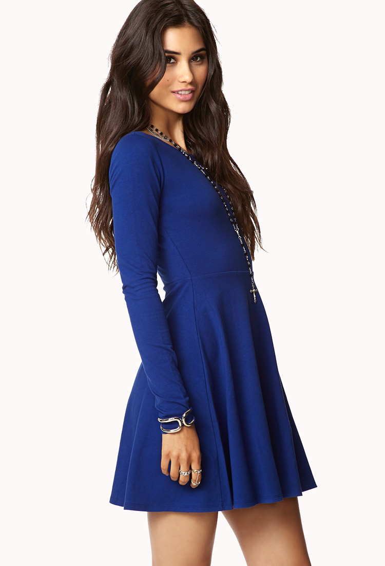 Lyst - Forever 21 Casual Fit & Flare Dress in Blue