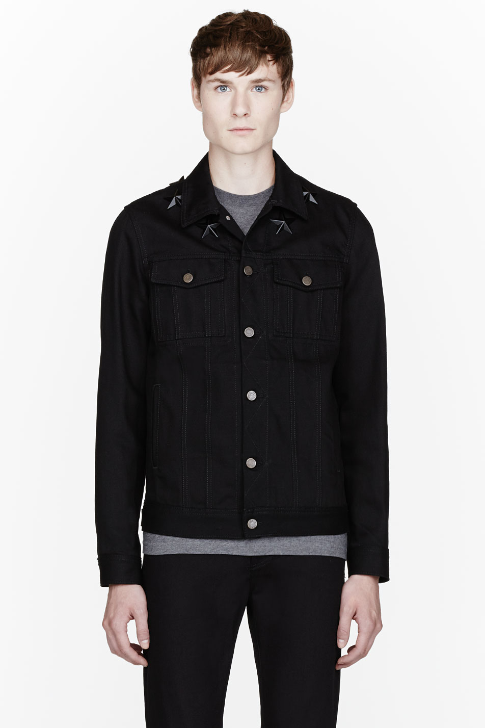 Lyst - Givenchy Black Star Studded Denim Jacket in Black for Men