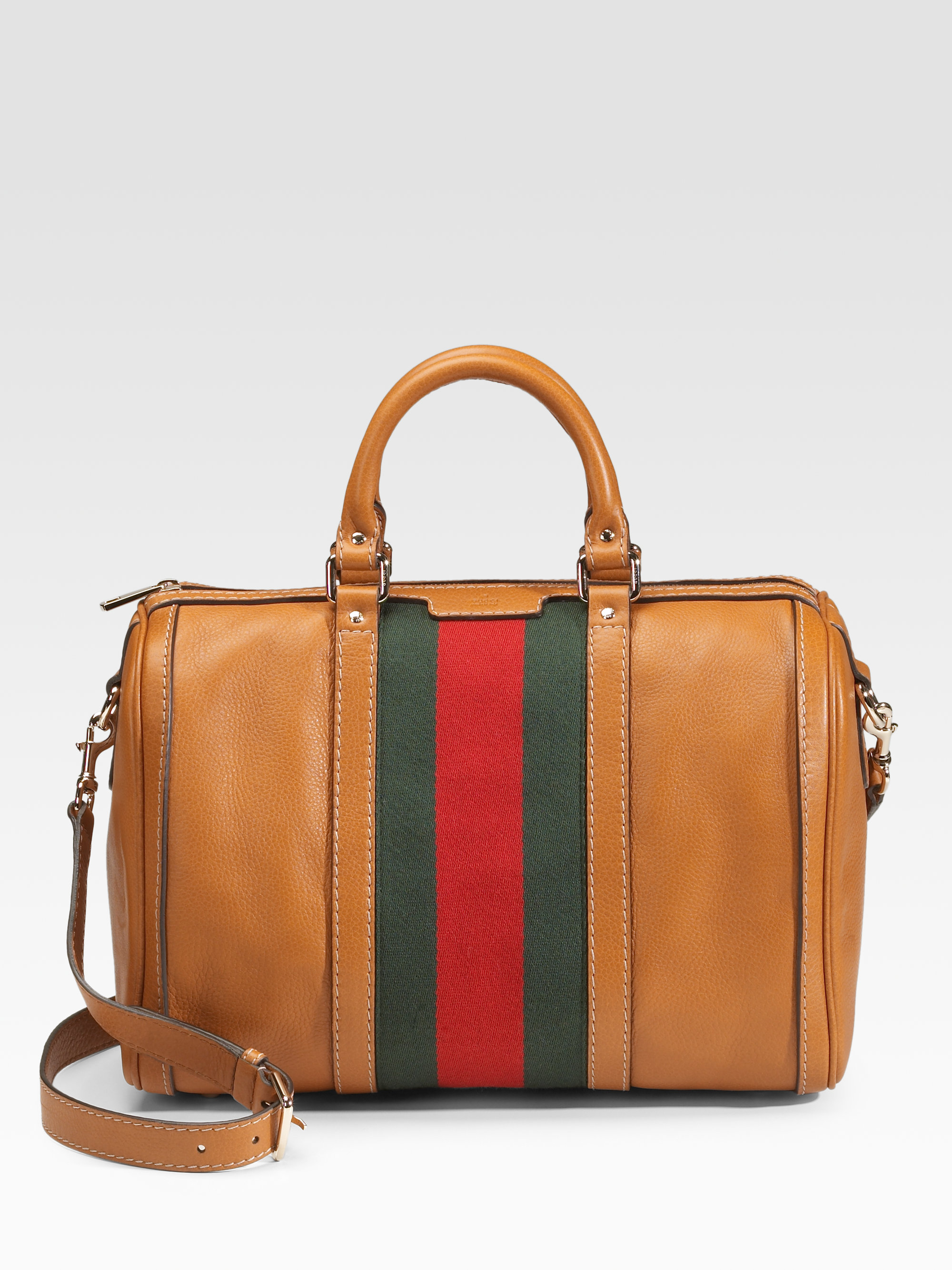 Gucci Vintage Web Medium Boston Bag in Brown