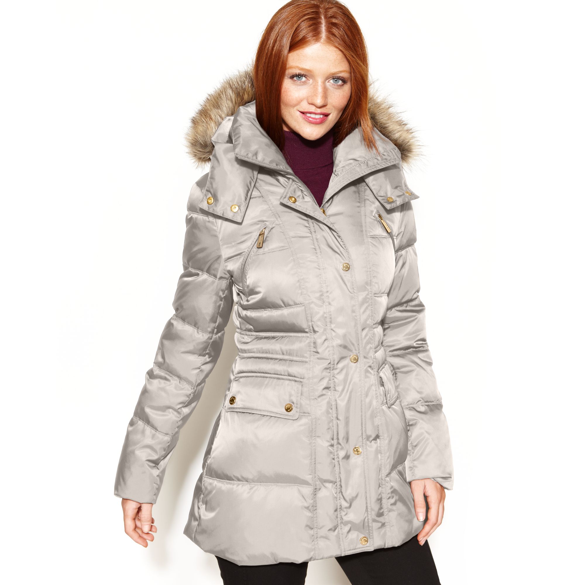 Kenneth cole reaction Kenneth Cole Coat Hooded Fauxfurtrim Quilted ...