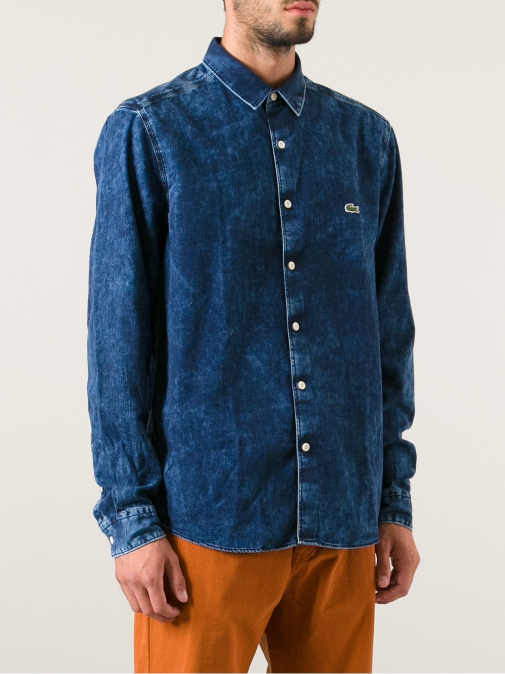 Lacoste Denim Shirt in Blue for Men | Lyst