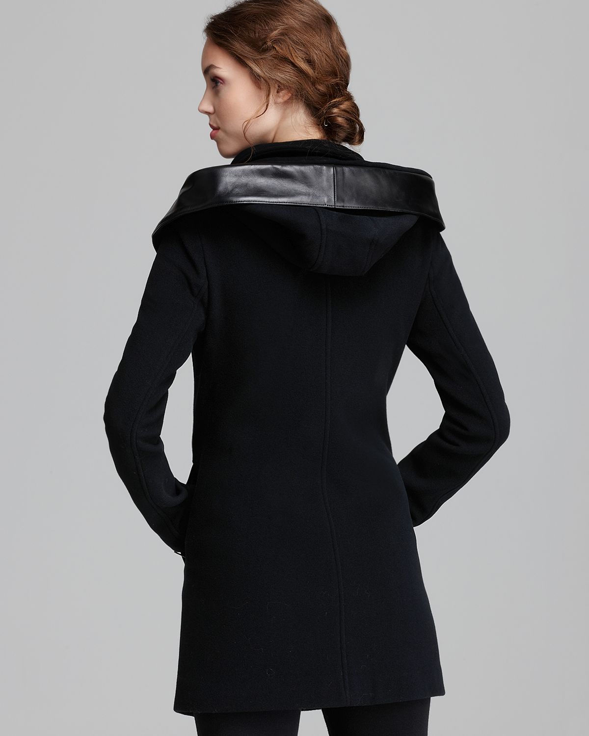 Mackage Coat Sunski Leather Trim Hood in Black | Lyst