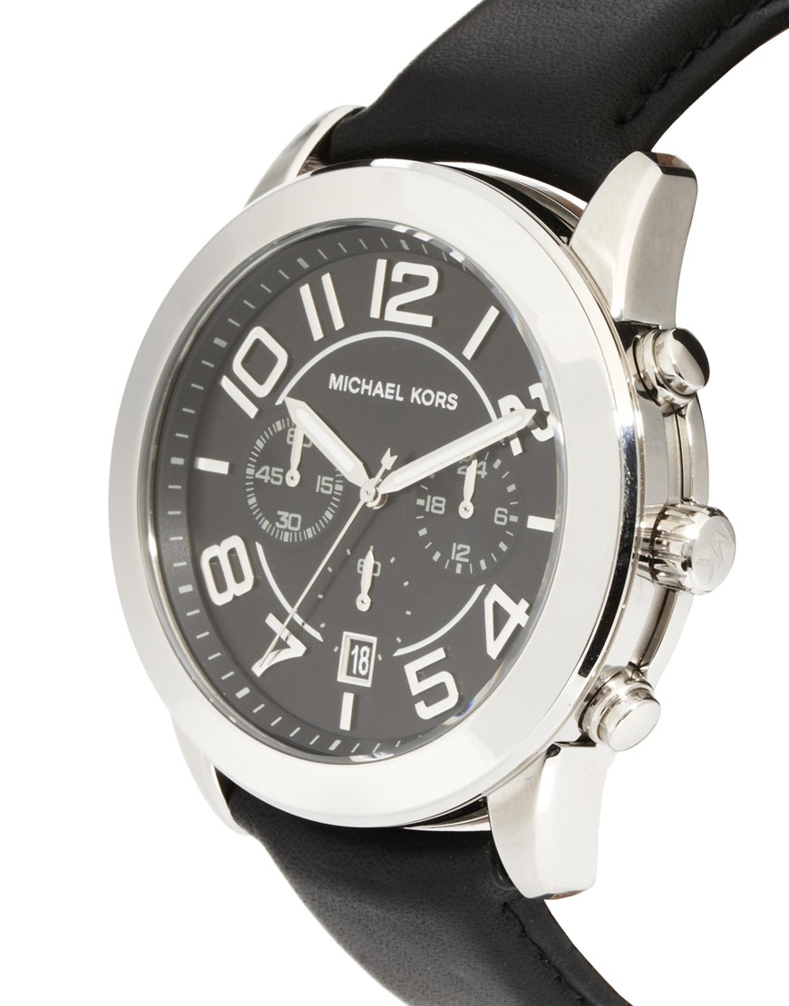michael kors leather band watch mens
