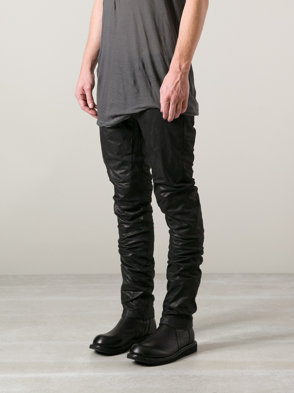 rick owens red leather pants