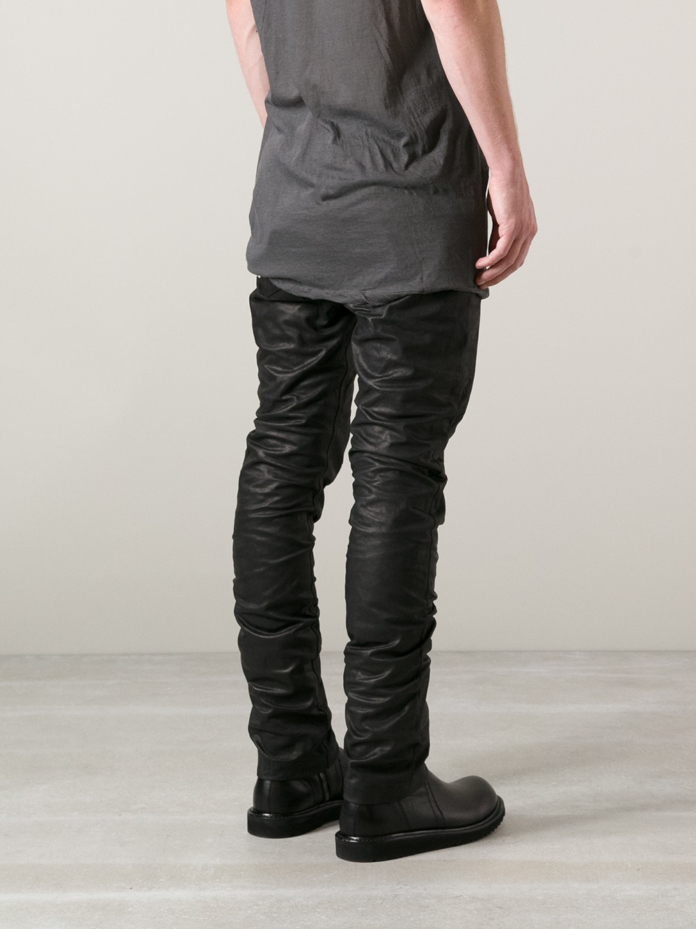 Rick Owens Stretch Leather Pant in Black | FWRD