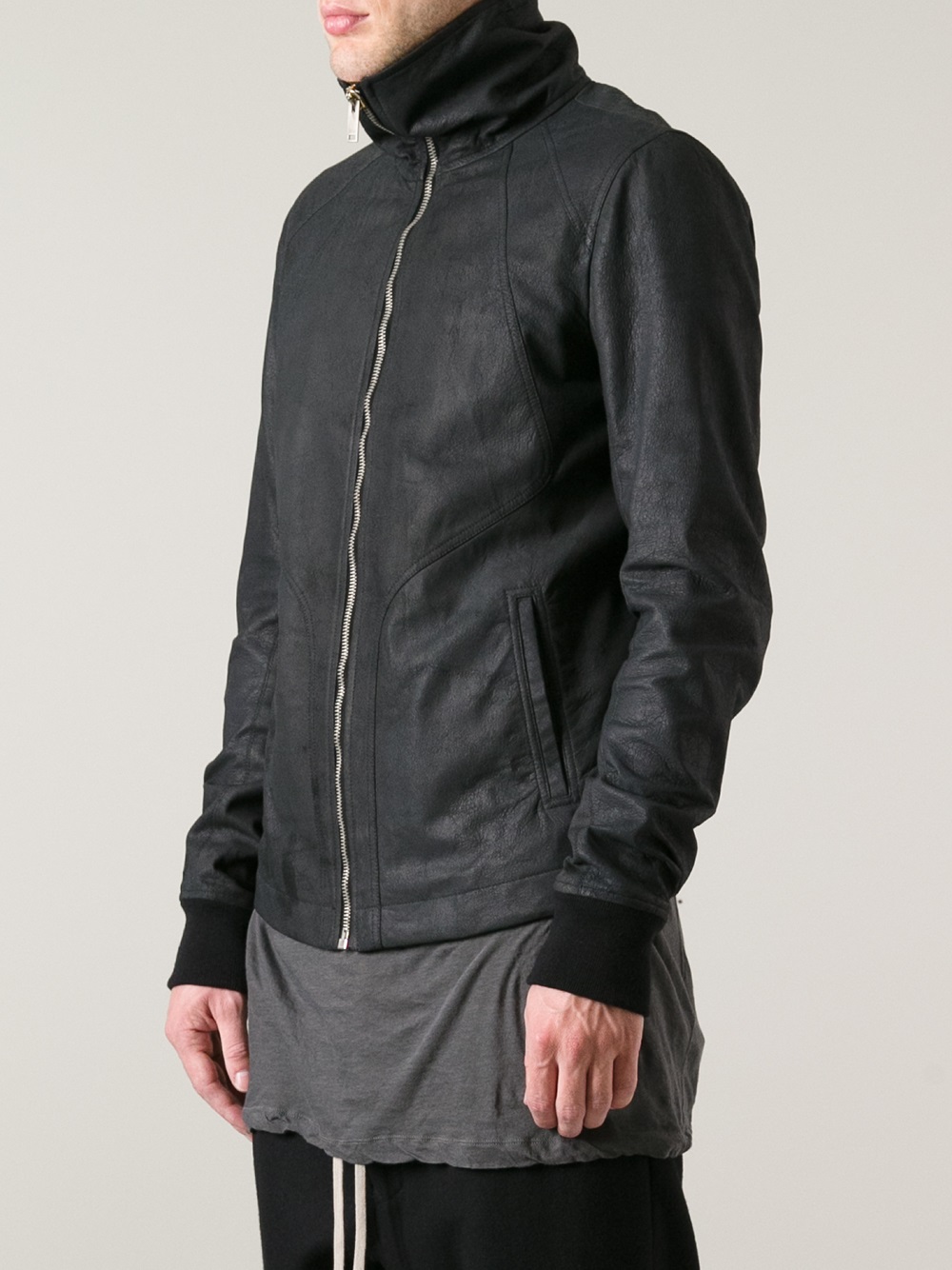 Rick Owens Intarsia High Neck Jacket in Black for Men | Lyst