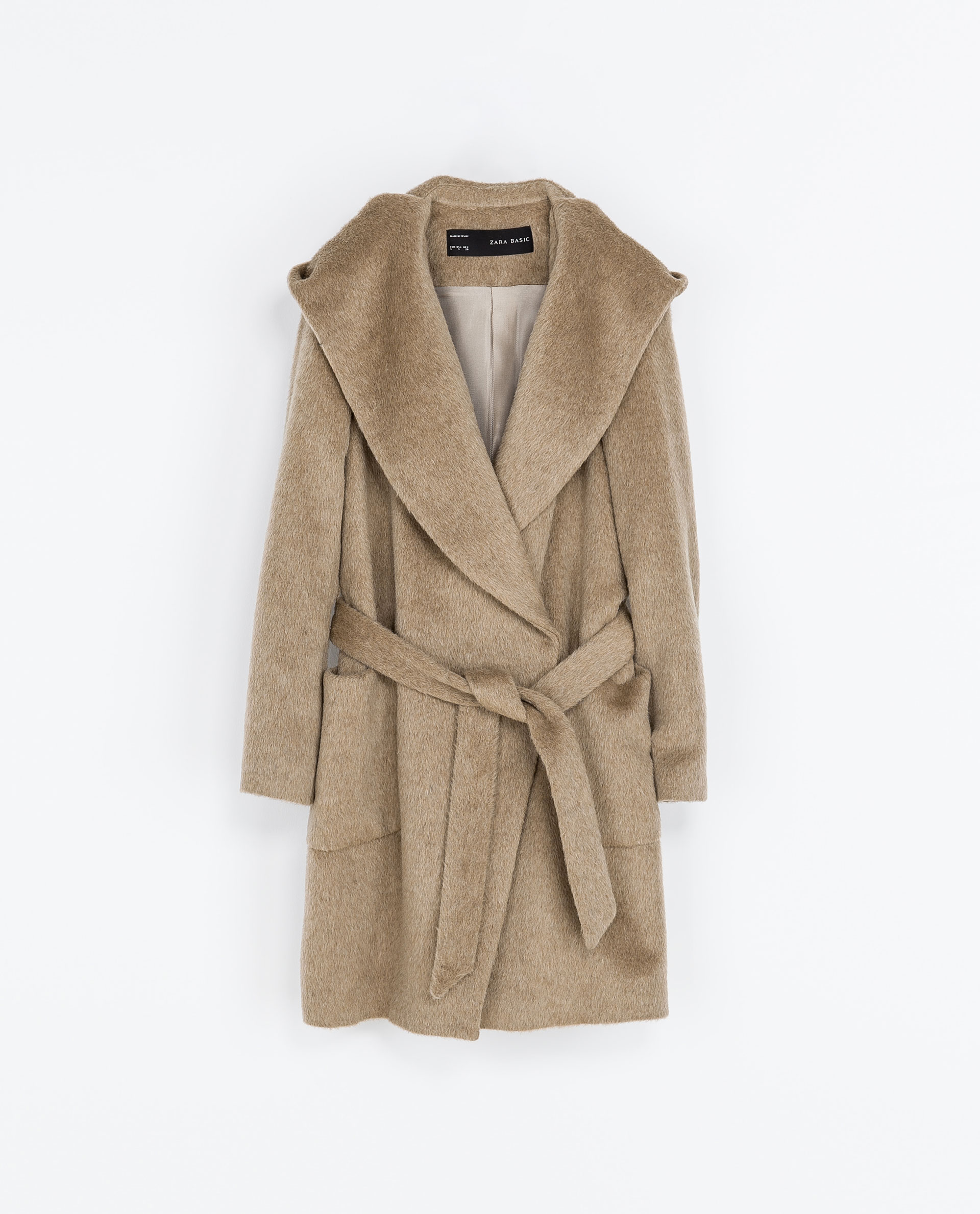 Zara Belted Coat with Hood in Natural Lyst