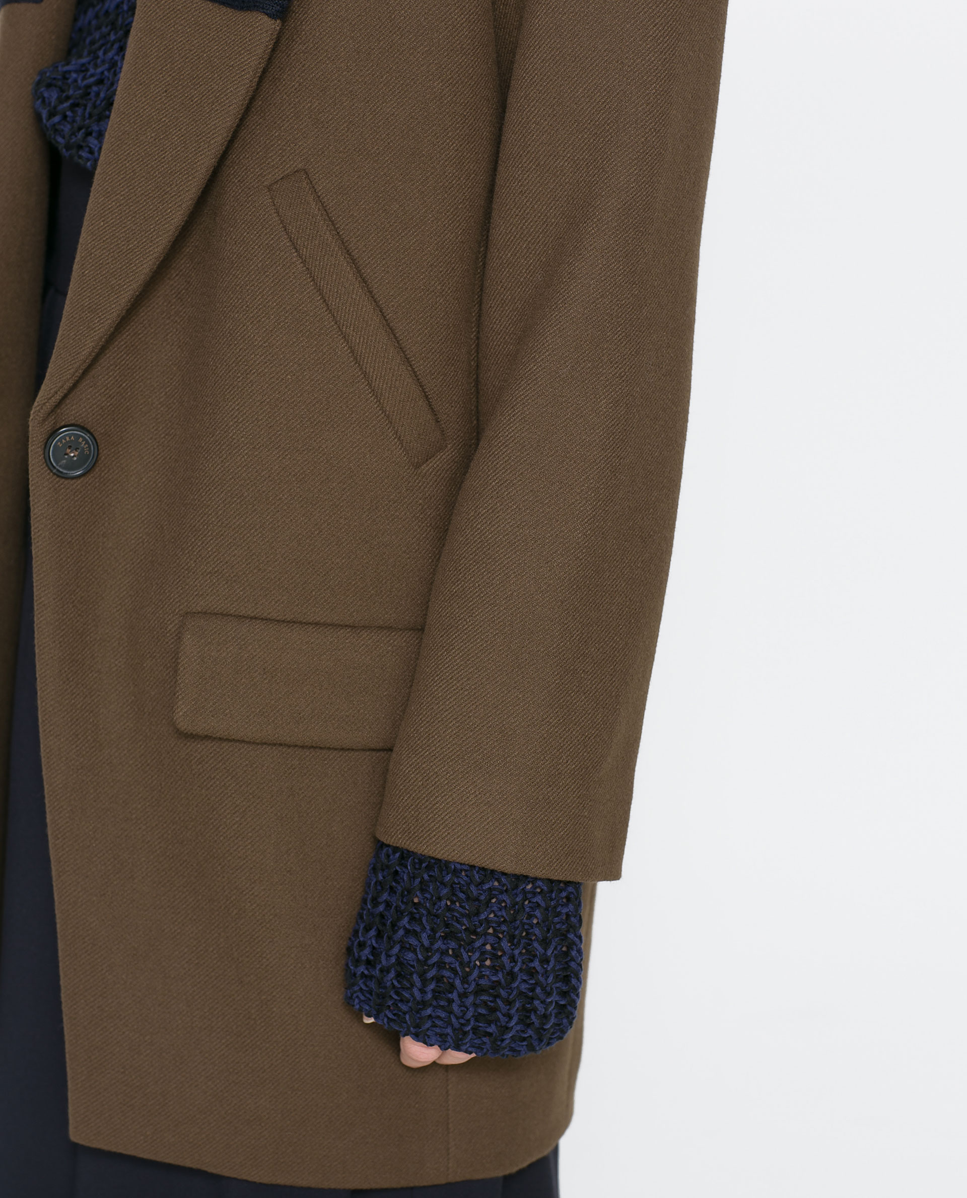 Zara Coat with Knitted Lapel in Black Lyst